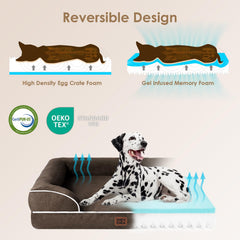 Cama EHEYCIGA para perros grandes con funda lavable y fácil limpieza.