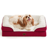 Cama EHEYCIGA para perros grandes con memory foam rojo y soporte suave.