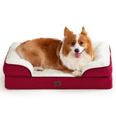 Cama ortopédica EHEYCIGA para perros grandes, descanso cómodo en rojo.