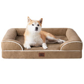 Cama ortopédica EHEYCIGA para perros grandes en color camel, soporte para articulaciones.