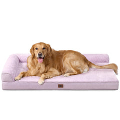 Cama ortopédica EHEYCIGA XL en color lila con diseño en L para cuello y cabeza.
