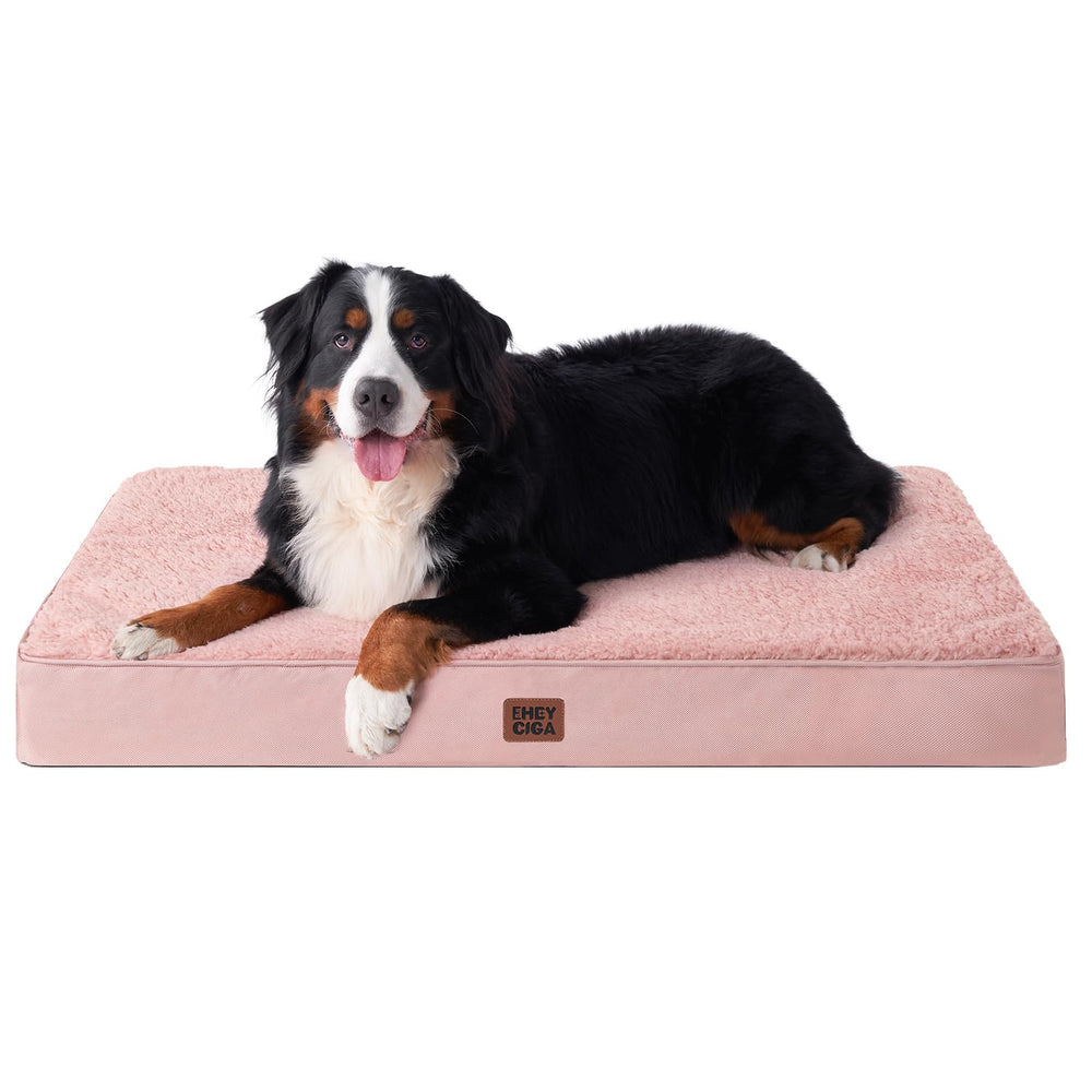 EHEYCIGA cama-perro-ortopedica-xxl-rosado para perros jumbo con soporte.