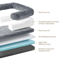 Cama EHEYCIGA XXL, espuma de memoria, soporte ortopédico para perros grandes.