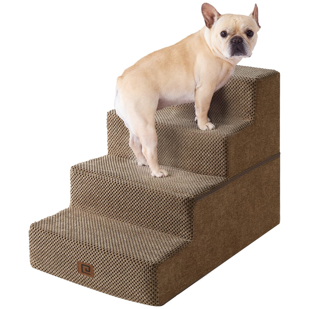 Escalera para cama de perro EHEYCIGA, 4 pasos, camel, antideslizante.