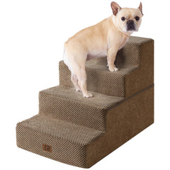 Escalera para cama de perro EHEYCIGA, 4 pasos, camel, antideslizante.