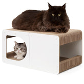 Casita rascador EHEYCIGA para gatos, 23 pulgadas, blanco, anima a rascar en todas las caras.