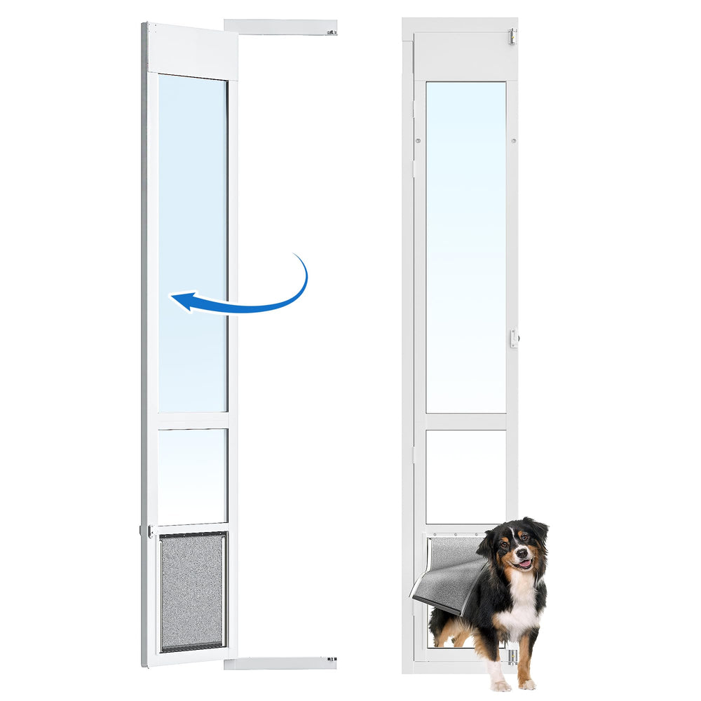 Puerta para perro grande Eillion para puerta corrediza de vidrio, acceso cómodo para mascotas.