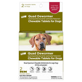 Elanco Quad Dewormer: tabletas sabor carne para perros grandes, fáciles de administrar.