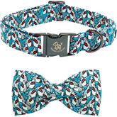 Collar Elegant little tail con estampado tiburón azul y lazo, cómodo para paseos diarios.
