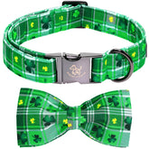 Collar Elegant little tail Día de San Patricio verde a cuadros para perros grandes.