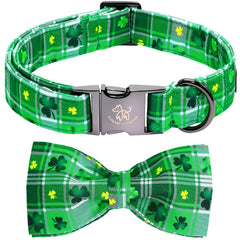 Collar Elegant little tail Día de San Patricio verde a cuadros para perros grandes.