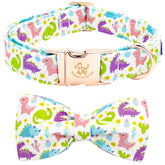Collar Elegant little tail con dinosaurio y lazo, ideal para paseos con estilo