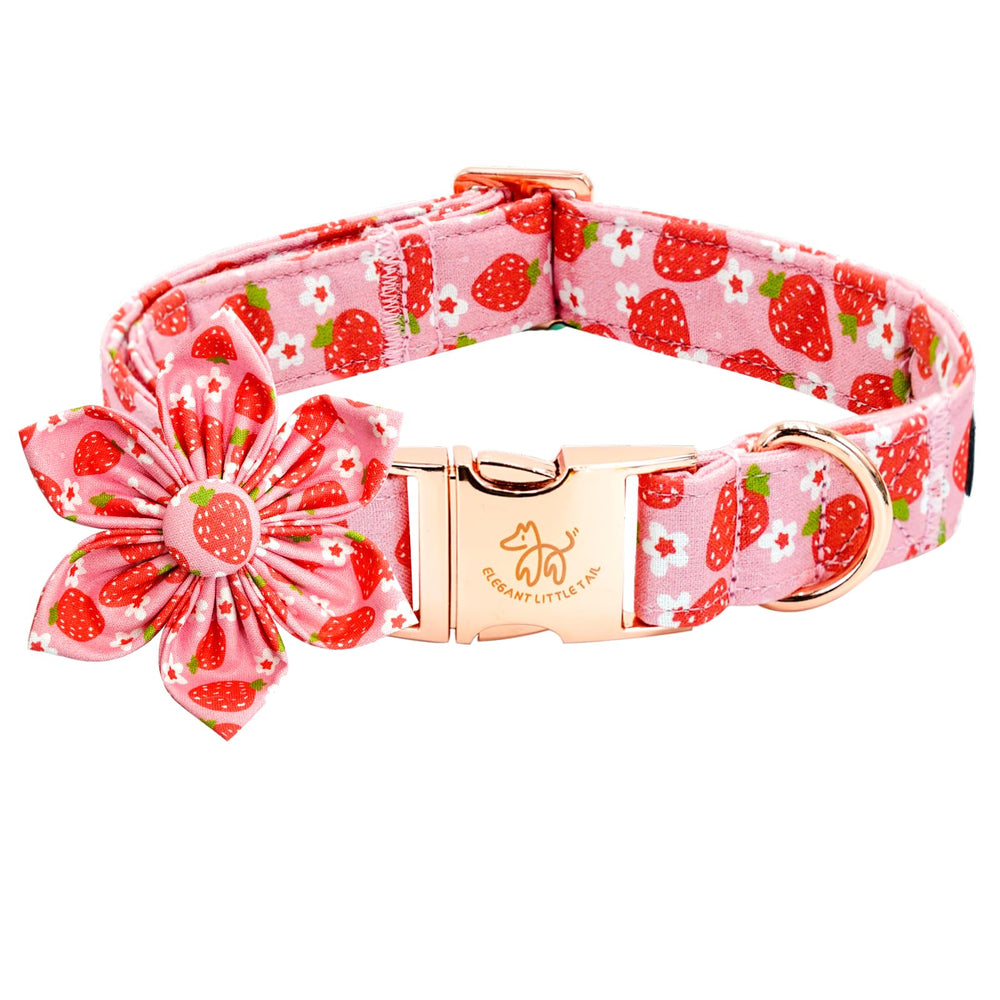 Elegant little tail collar flor estampado fresa, añade estilo y comodidad.