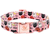 Elegant little tail collar Halloween rosa frente, ideal para salidas festivas de otoño.