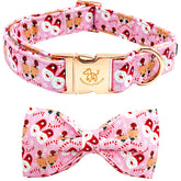 Collar Elegant little tail navidad para perro rosa con lazo, perfecto para celebraciones.