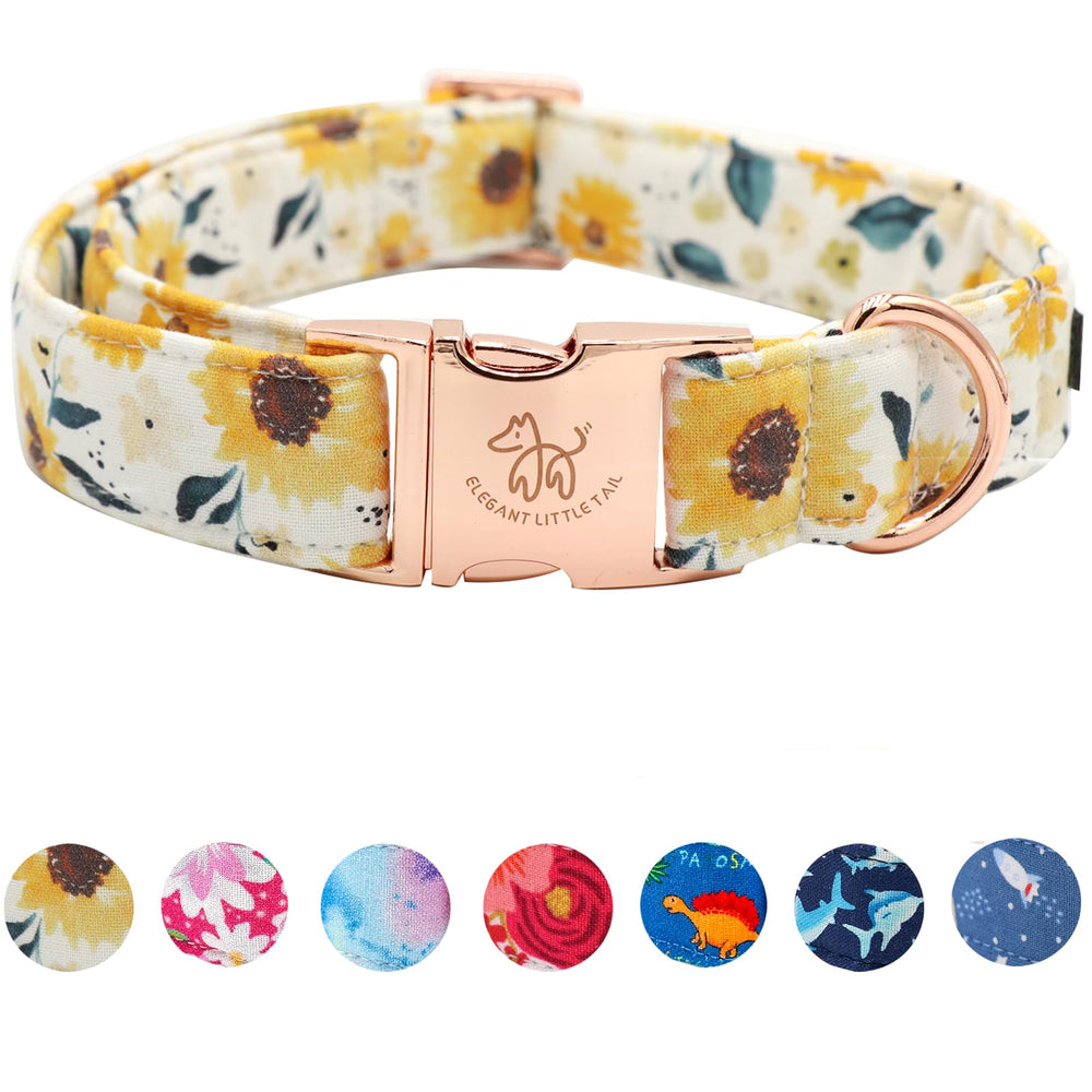 Collar de Elegant little tail con patrón girasol, ideal para paseos diarios.