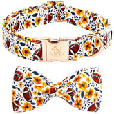 Elegant little tail collar naranja floral para paseos con estilo y comodidad.