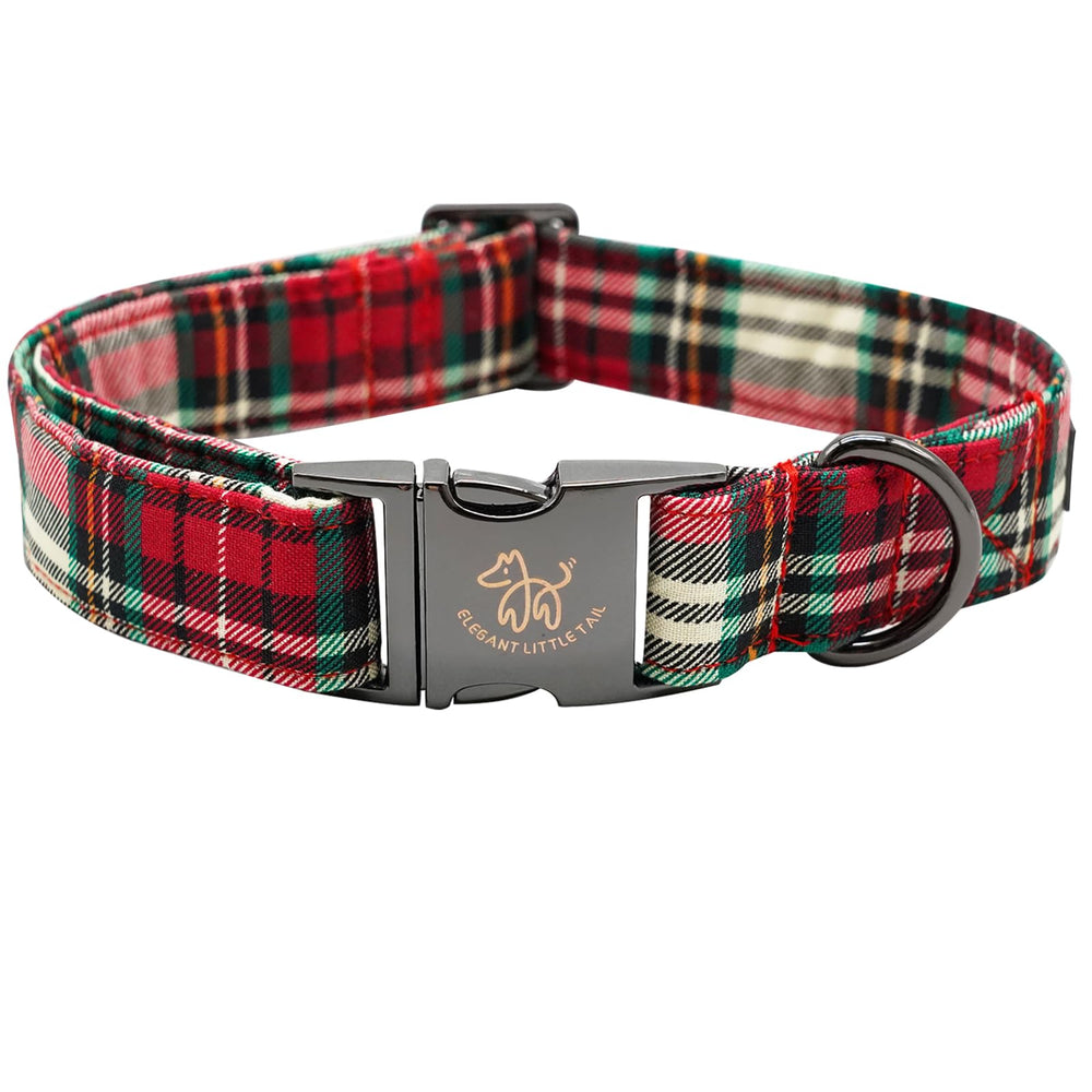 Collar Elegant Little Tail para perro con diseño navidad rojo a cuadros, ideal para fiestas