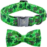 Collar Elegant little tail con trébol verde y algodón suave para paseos.