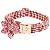 Collar Elegant little tail rosa con flor removible para paseos con estilo.