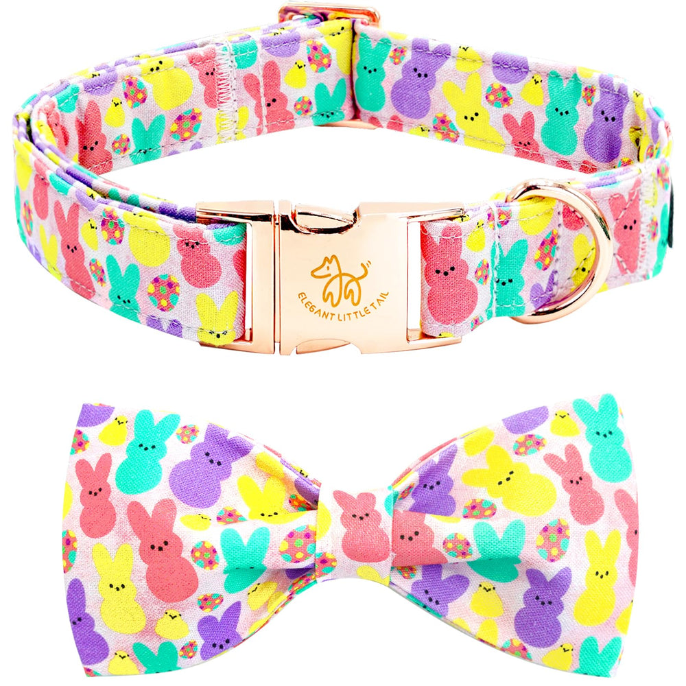 Collar rosa de Elegant Little Tail con estampado conejo, suave para paseos diarios.