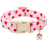 Collar Elegant little tail rosa-cuadros con corazón, suave y cómodo para paseos.