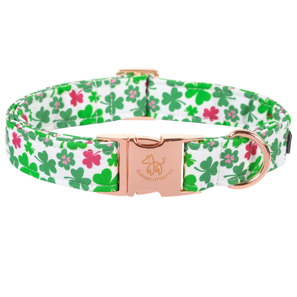 Collar Elegant little tail verde trébol para perros pequeños, ideal para paseos
