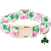 Elegant Little Tail collar St Patrick verde trébol para perros medianos, cómodo y festivo para paseos.