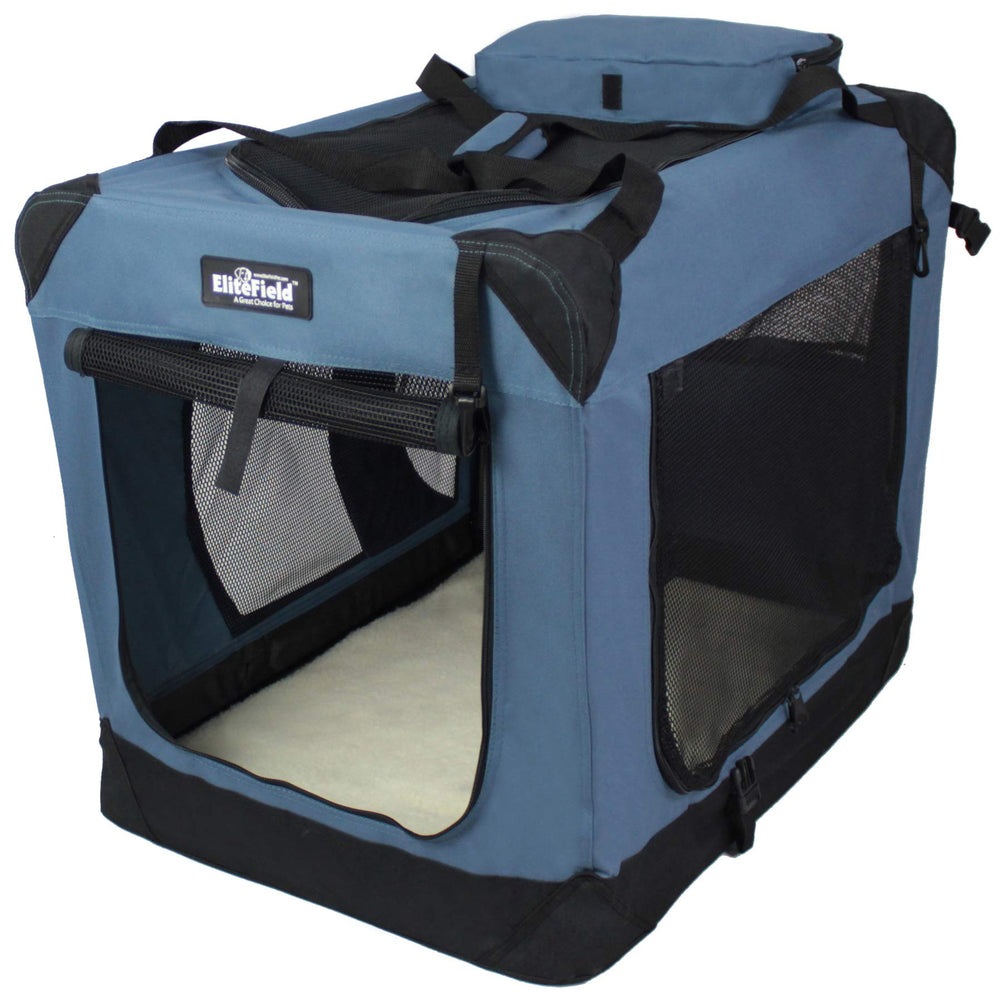 EliteField jaula blanda de tres puertas para perros, espacio seguro