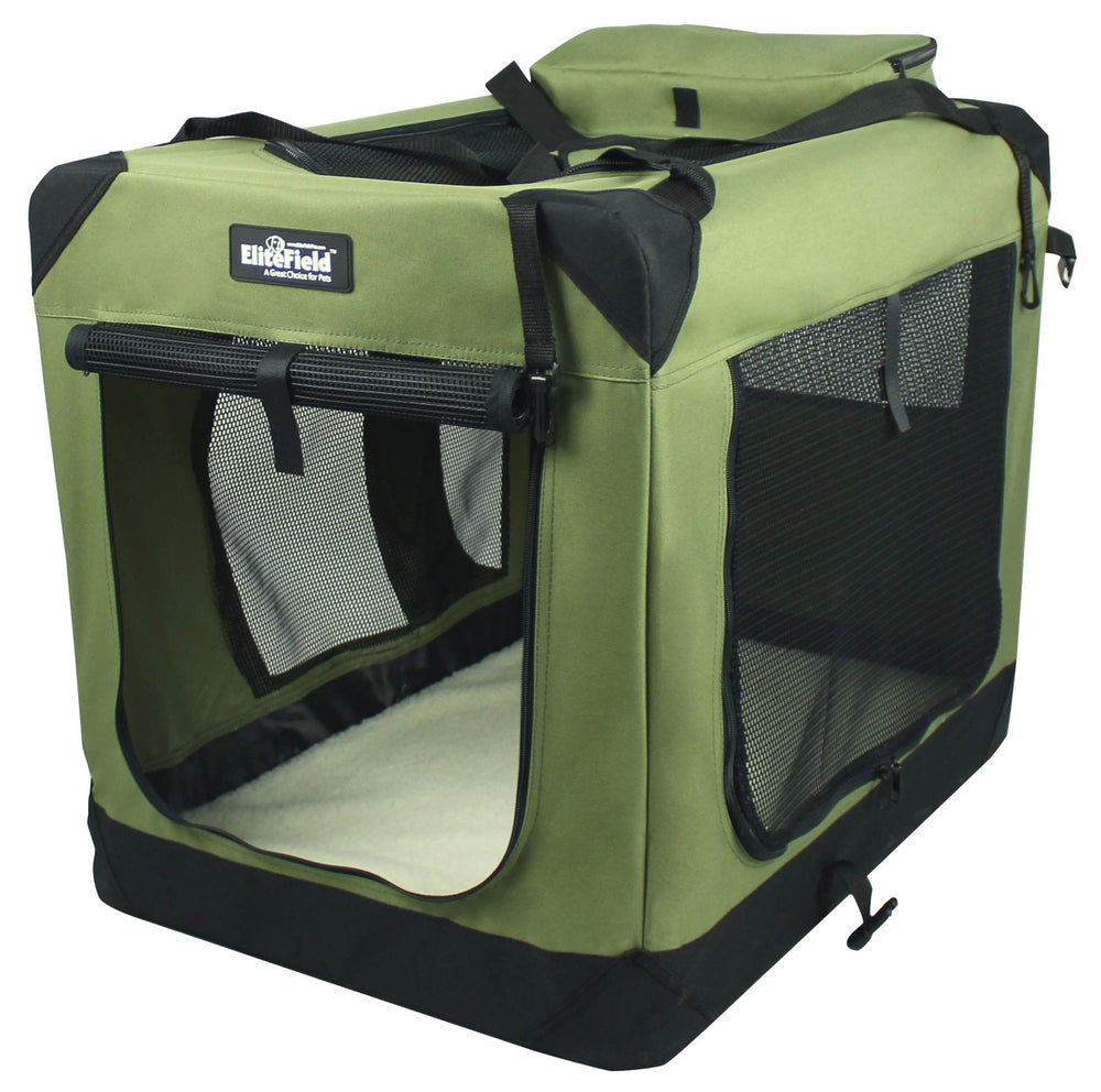 EliteField jaula para perros de tres puertas lista para casa o viaje