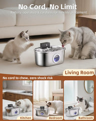 Emdoro bebederos para gatos con filtración multi-etapas en acero inoxidable para agua limpia.