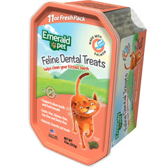 Emerald Pet premio dental para gatos con salmón, crujiente y envase de 11 oz.
