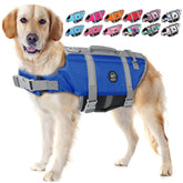 Chaleco EMUST para perros azul royal con flotabilidad y libertad de movimiento.