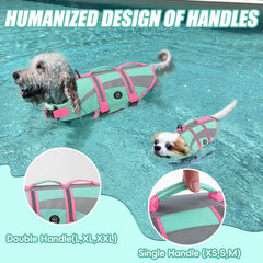 EMUST chaleco salvavidas para perro con doble mango facilita rescate desde el agua.