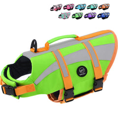 EMUST chaleco salvavidas para perro con franjas reflectantes, aumenta visibilidad en paseos nocturnos.