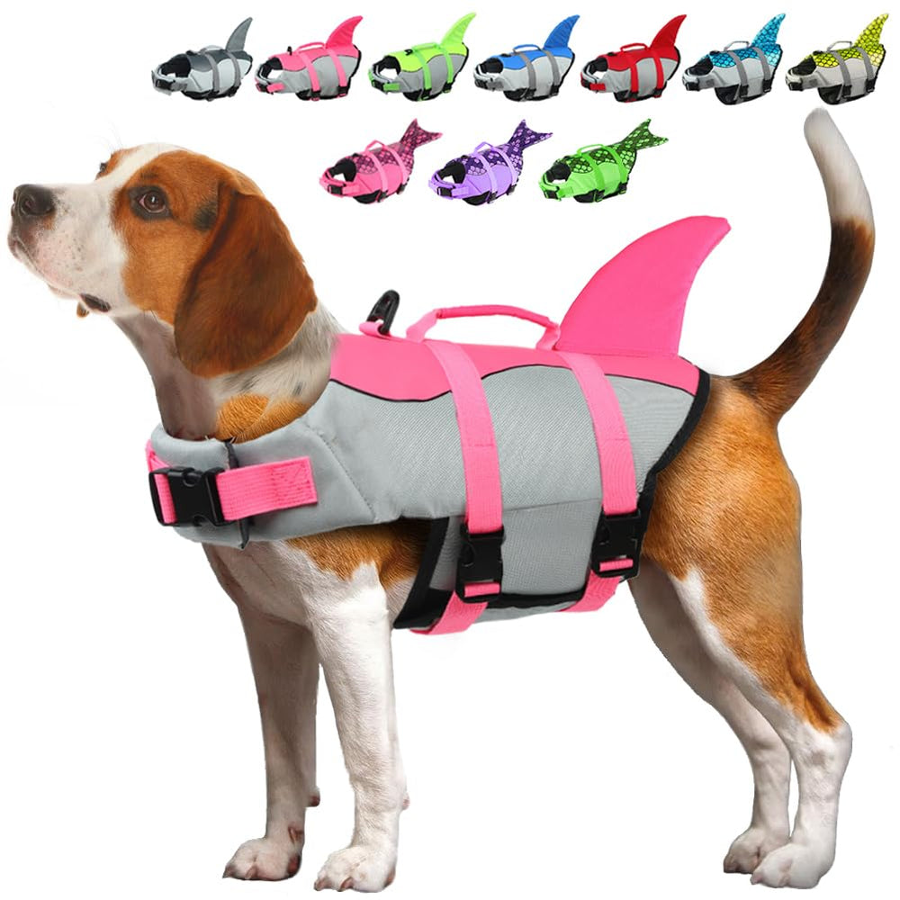 EMUST chaleco salvavidas para perros con diseño de tiburón, fácil de ubicar en el agua