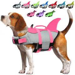 EMUST chaleco salvavidas para perros con diseño de tiburón, fácil de ubicar en el agua