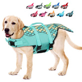EMUST chaleco salvavidas para perros, frente verde, alta flotación para nadar seguro.