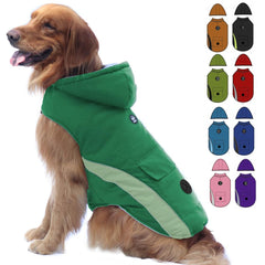 Chaqueta EMUST para perro en color verde con banda reflectante para paseos nocturnos