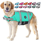 EMUST chaleco salvavidas para perros, vista frontal, con flotabilidad para nadar.
