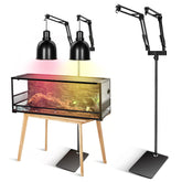 Enhon: soporte con brazo doble para lámpara de calor de reptiles con rotación 360°, distribución uniforme.