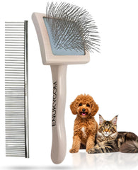 ENUKYCOM cepillo de pines para perros y gatos, diseño cómodo para deslanar pelaje