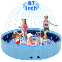Eooqi Piscina 87 con aspersor para refrescar a tu perro.