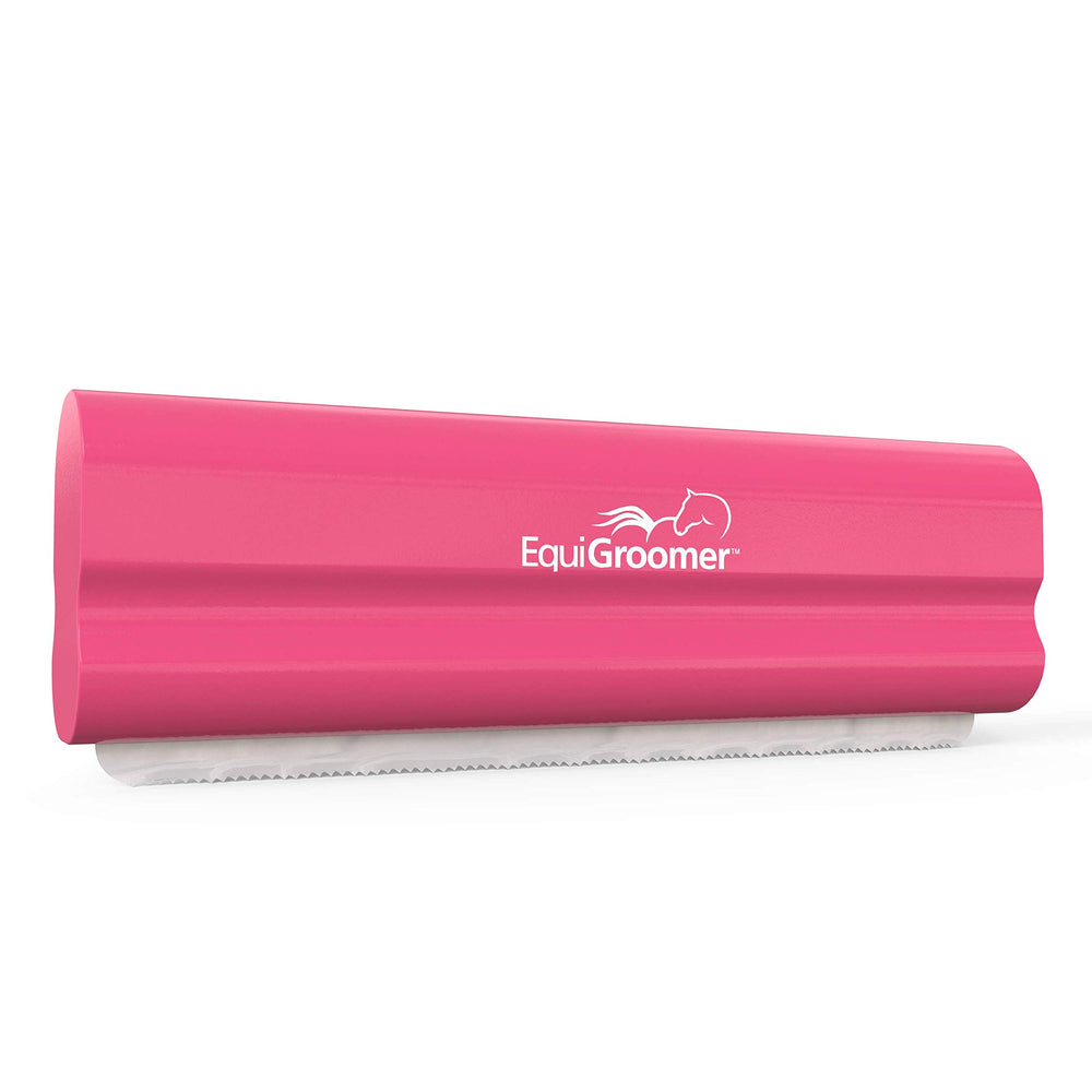 EquiGroomer cepillo deslanado para perros y gatos en rosa elimina pelos sueltos.