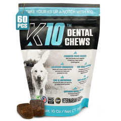 Equinety K10 Dental Chews, ingredientes-grado-humano, apoyo diario para higiene dental y aliento fresco.