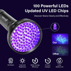 ESCO LITE detecta chinches en camas con luz UV 395nm.