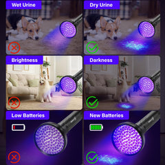 Luz UV 395nm de ESCO LITE revela manchas ocultas en tapizados.