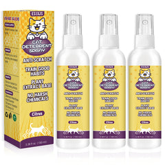 ESIXJS spray deterente para gatos, frasco visible, protege muebles de arañazos.