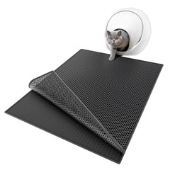 ESTHELLO Alfombrilla anti-arena para gato con panales dobles que atrapan la arena.