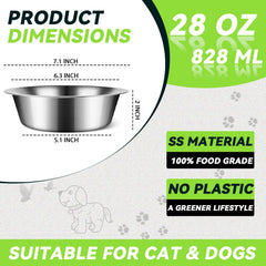 Conjunto Estleys de 6 cuencos para perro en acero inoxidable, ahorro de espacio.